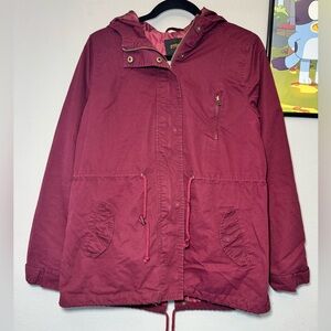 Ambiance Outerwear Burgundy Hooded Utility Parka Jacket Women’s Large